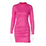 Women Dresses Winter Slim Fit round Neck Long Sleeves Dress