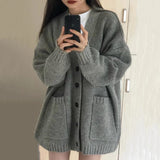 Women Knitwear Autumn and Winter V-neck Sweater Coat Knitted Cardigan