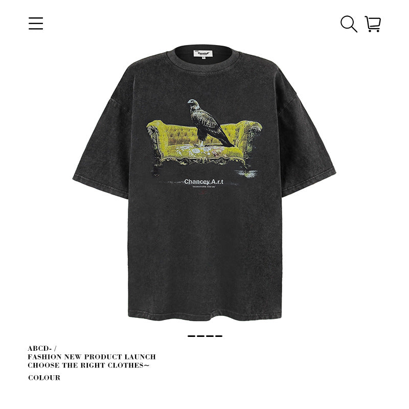 American vintage street T-shirt cotton vintage men and women loose summer