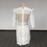 Women's Evening Dress round Neck Hollow Lace Slim-Fit Sheath Dress