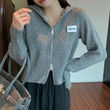 Women Knitwear Spring and Autumn Double Zipper Knitted Cardigan Jacket