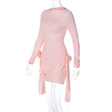 Women Dresse round-Neck Long-Sleeved Dress Skirt