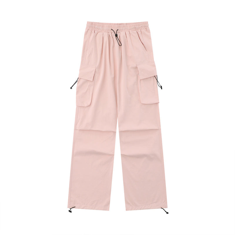 Men Sweatpants Solid Color Pleated Casual Trousers Loose Track Pants Drawstring Jogger Pants