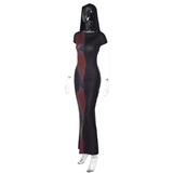 Women Dresses Summer Slim-Fit Hood Short Sleeve Dress