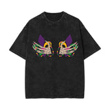 Washed and old retro short-sleeved T-shirt