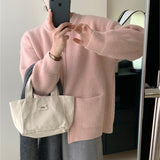 Women Knitwear Autumn and Winter round Neck Sweater Loose Knitted Cardigan