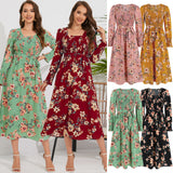 Women Date Dress Autumn and Winter round Neck Dress