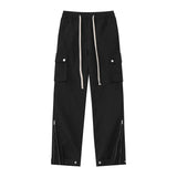 Men Sweatpants Cargo Pocket Straight Casual Pants Loose Front Pants