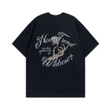 Men T Shirt Vintage Skull Print Short Sleeve T-shirt