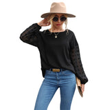 Women Knitted Sweater for Autumn and Winter Black Lace Stitching