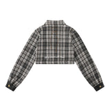 Women Jacket Autumn Plaid Long Sleeve Coat