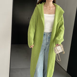 Women Cardigan Sweater Autumn Knitted Cardigan Long Sleeve Loose Long Hooded Sweater W2377