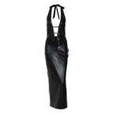 Women Dresses Winter Sexy Backless Hollow out Tied Dress
