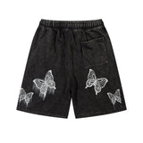 Men Shorts Retro Washed Distressed Shorts Loose Track Pants