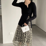 Women Cardigan Sweater V-neck Long Sleeve Cardigan Top 8t8318