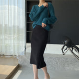 Women Knitted Skirt Autumn Knitted Skirt Hip Skirt