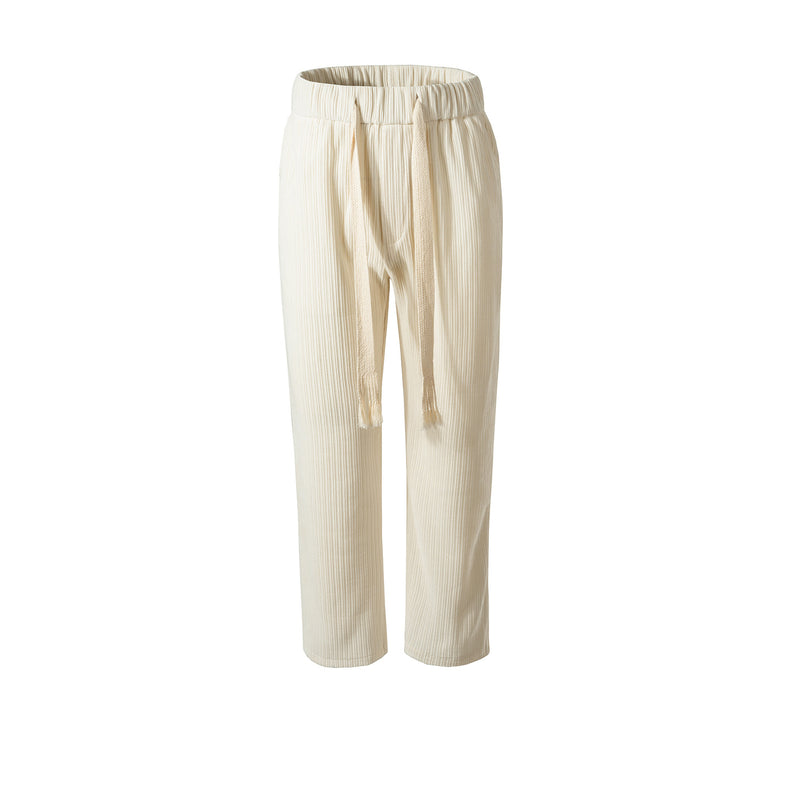 MIJKO Men's Vintage Pants MIJKO Pleated Textured Pants Straight Men's and Women's Casual Pants