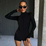 Women Jumpsuit Winter Slim-Fit Zipper Long Sleeve Jumpsuit
