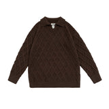 Unisex Sweater Autumn Vintage Plaid Lapel Sweater