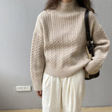 Women Winter Knitted Sweater Autumn Winter Retro Turtleneck Pullover Top 8t3100