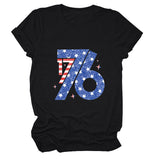 Fashion T-shirt 1776 pattern print crew neck short sleeve summer