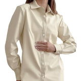 Women Trench Coat PU Leather Long Sleeve Jacket