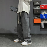 Men Jeans Vintage Jeans Straight-Leg Pants Loose Spring-Autumn Wide-Leg Pants