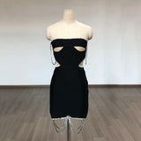 Women's Evening Dress Hollow Chain Dress Hip Skirt Backless Bodysuit