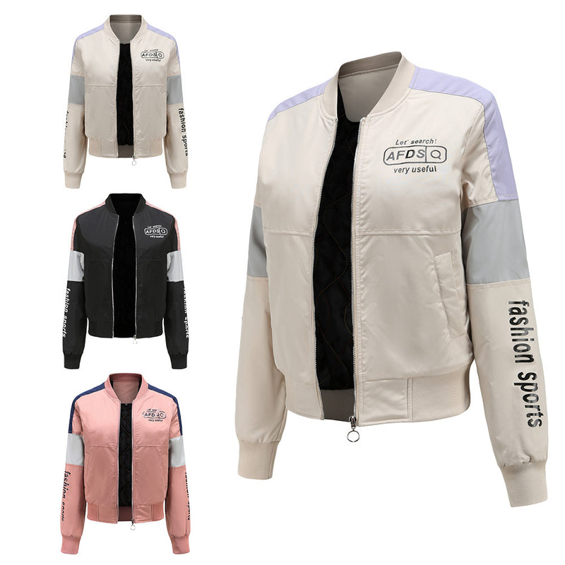 Women Trench Coat Spring and Autumn Jacket Clip Jacket Baseball Uniform Printed Pilot Jacket