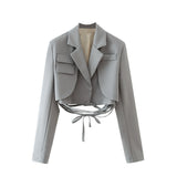 Women Suits Spring and Autumn Suit Sexy Long Sleeve Slim Fit Midriff-Baring Bandage Small Top