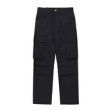 Men Sweatpants Multi-Pocket Cargo Pants Straight-Leg Trousers