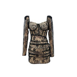 Women Dresses Sexy Lace Cutout Square Collar Dress Dress Hip Skirt (Zns0409)