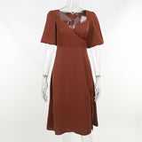 Women Dresses Summer Dress Puff Sleeve Dress (Bla0420)