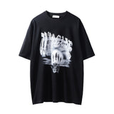 Men Vintage T-Shirt Smoke Shadow Printed Short Sleeve T-shirt