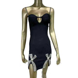 Women Dresses Sexy Bandage Dress Black Camisole Party Skirt (Ont0408)