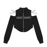 Women Jacket Chain off-the-Shoulder Cardigan Jacket