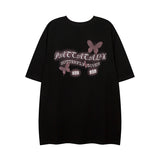 Men T Shirt Summer Butterfly Graffiti Puff Print Couple Short Sleeve T-shirt