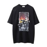 Men Vintage T-Shirt Printed Short-Sleeved T-shirt Men's Loose Casual Washed and Worn