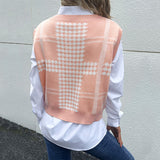 Women Knitted Sweater Autumn and Winter Houndstooth Knitted Vest