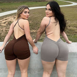 Women Jumpsuit Spring and Summer Sexy Slim Fit Backless Suspender Jumpsuit (Hawthaw0412)