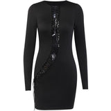 Women Dresses Short Skirt Sexy Slim Hip Hollow Dress (Bla0420)