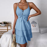 Women Dress Mini Dress Sexy Backless Spaghetti Straps Dress