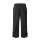 Men Sweatpants Multi-Pocket Cargo Pants Boys Loose Pleated Casual Straight Pants