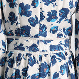 Women Dresses Spring V-neck Lantern Sleeve Dress Floral Skirt (Qymy0409)