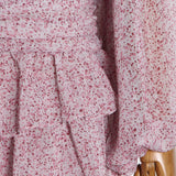 Women Dresses Chiffon Skirt Spring Stand Collar Pleated Loose Dress (Qymy0409)