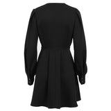 Women Dress Black V-neck Dress