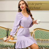 Women Dress Sexy Backless round Neck Dress