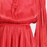 Women Dresses Vintage Spring round Neck Lantern Sleeve Dress (Qymy0409)