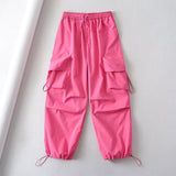 Women Sweatpants Autumn Three-Dimensional Pocket Overalls Loose Tappered Trousers
