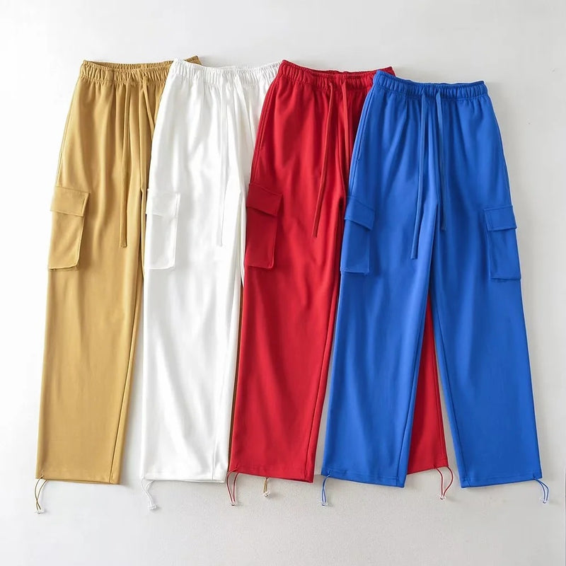 Women Sweatpants Cargo Pants Elastic Waist Loose Casual Trousers